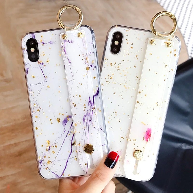 Ремешок на запястье чехол для iphone x xs max xr 6 6s 7 8 Plus кольцо палец браслет с