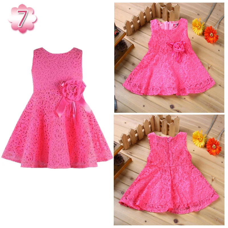 

Summer Girl New 2020 Lace Sleeveless 13 Color 1 Year Birthday For Baby Dress Christening Gowns Children's Clothes DRE008