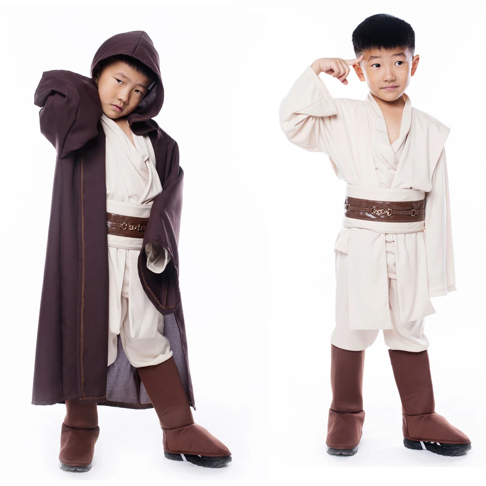 

Boys Deluxe Movie Star Star Jedi Warrior Cosplay Costume Obi Wan Kenobi Costume Tunic For Children Kids Boys Halloween Costume