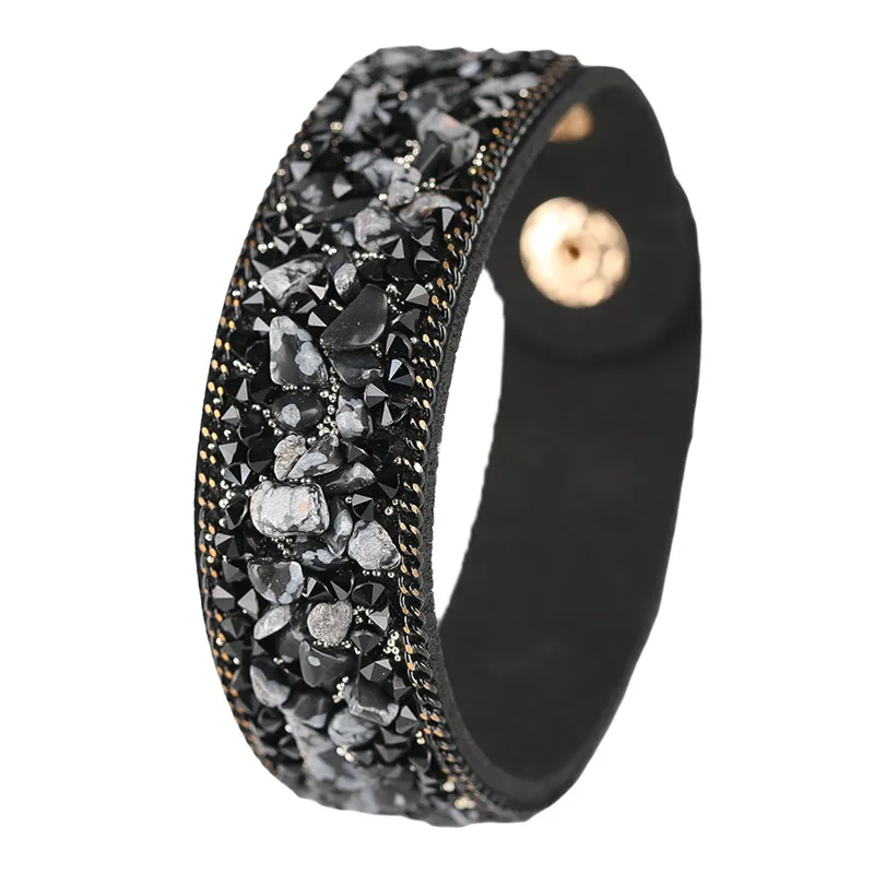 Стимпанк классные мужские и женские браслеты с каменным дизайном кожаные