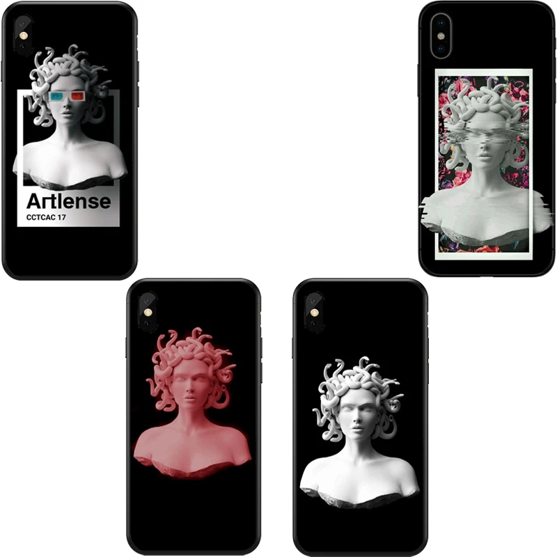 Мягкий силиконовый чехол для iphone 7 8Plus XS XR 11PRO MAX Medusa Vaporwave Glitch Arte Telefone|Сумки