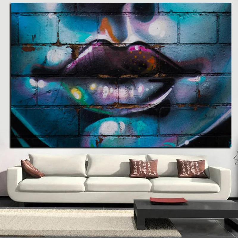 YWDECOR HD Печать Граффити искусство женские с красными сексуальными губами живопись