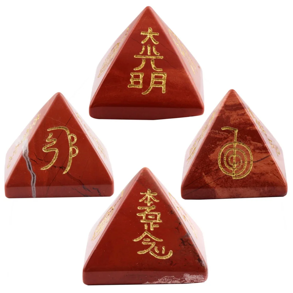 

TUMBEELLUWA Engraved Usui Reiki Symbol Pyramid Healing Chakra Balancing Meditation Energy Crystal