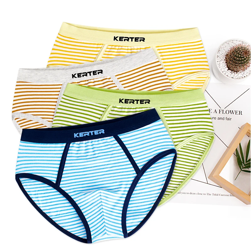 Трусы боксеры для мальчиков 4 шт./лот нижнее белье в полоску детские шорты мягкие