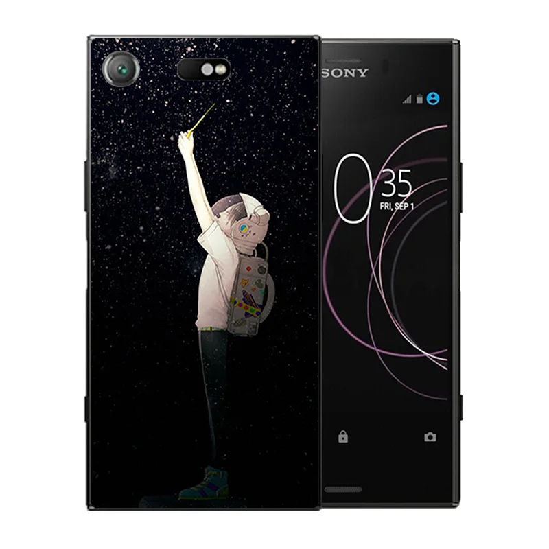 For Sony Xperia XZ1 Compact Phone Case Silicon Space Moon PatternFor for Matte Full Protect Cover |