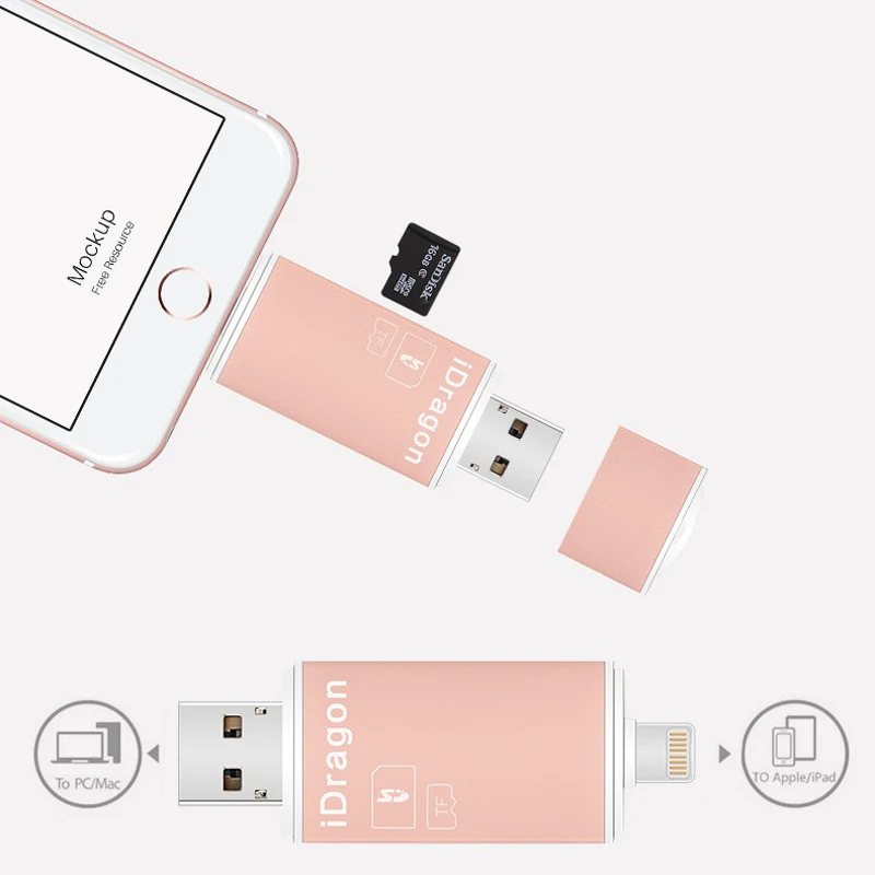 Vmonv MicroSD SD TF USB2.0 MicroUSB Lightning Flash Универсальный OTG Устройство для чтения карт памяти