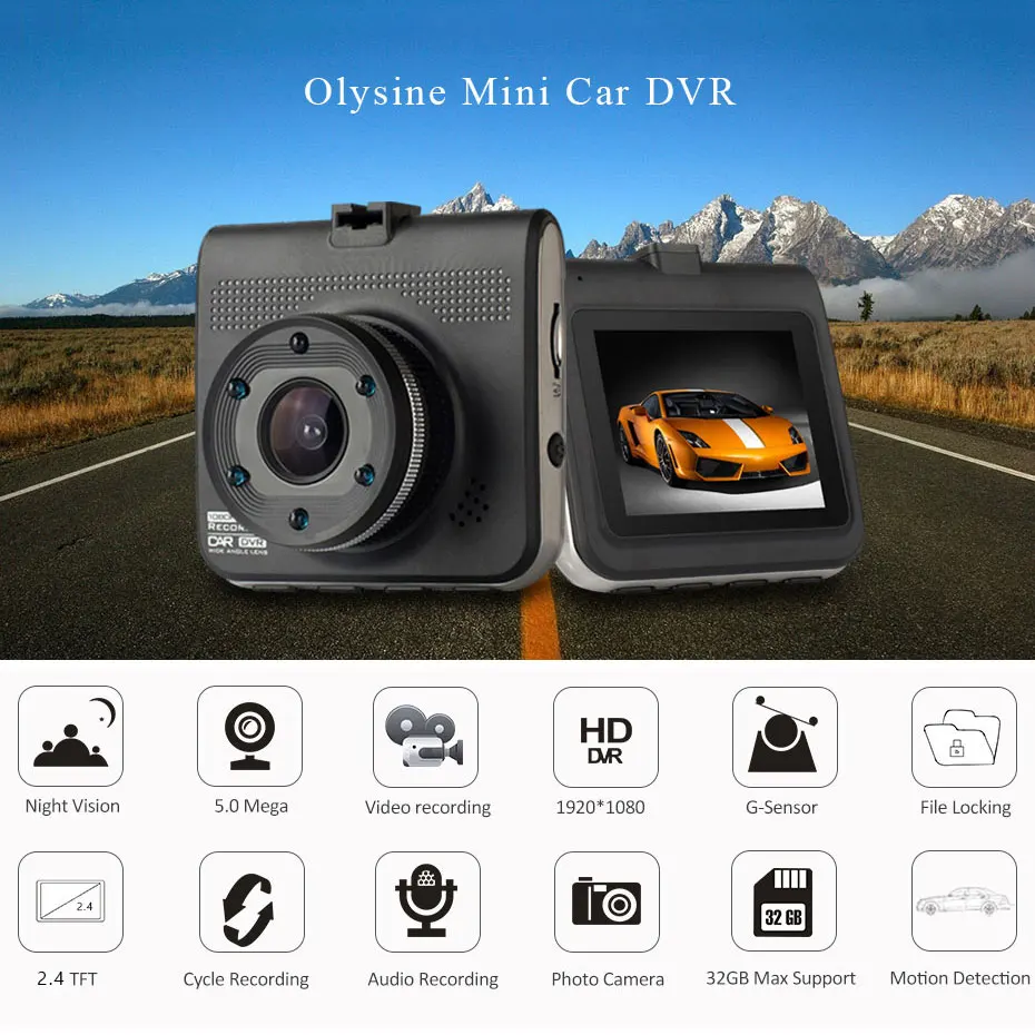 Автомобильный видеорегистратор Olysine T661 Full HD 1080P инфракрасная камера для