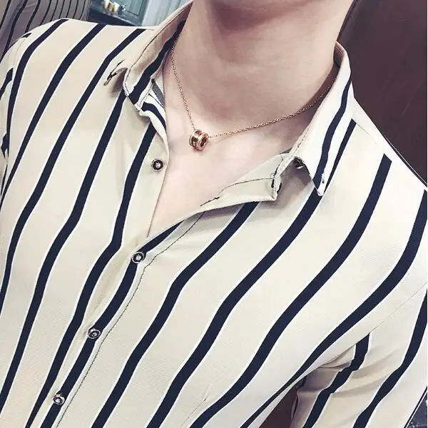 Мужская рубашка с коротким рукавом 2019 Новое поступление мужской полосатый цвет