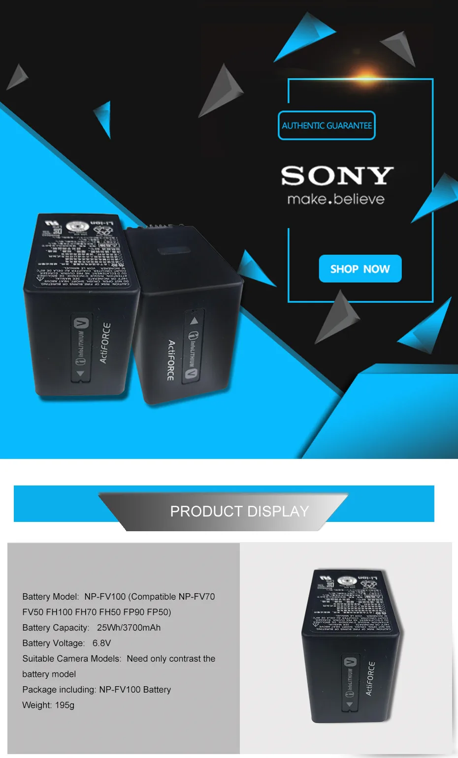 1 шт. sony NP-FV100 NPFV100 NP FV100 FV30 FV50 FV70 FP50 FP90 FP91 FH50 FH70 FH60 FH100 HDR-CX170 HDR-CX300 CX170
