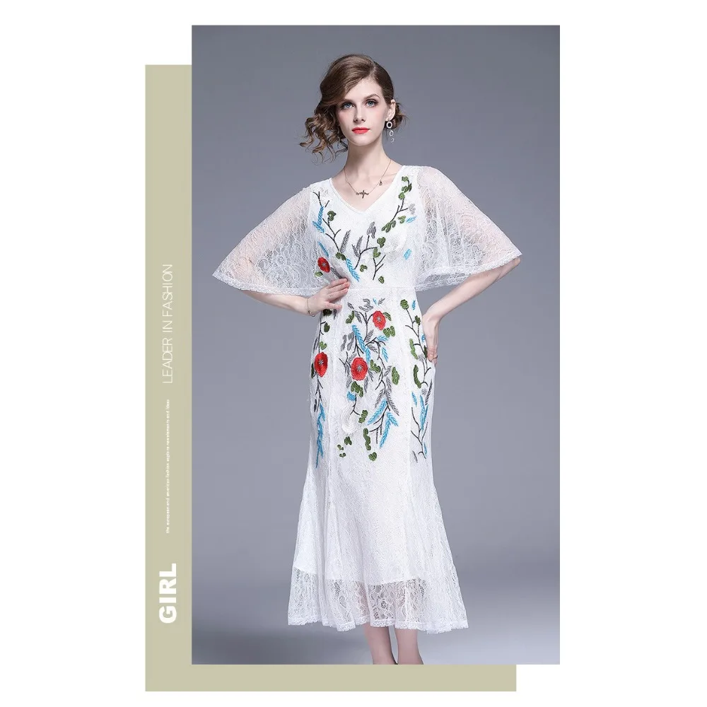 M XXL весна лето женское платье синее красное цветочное вышивка черное белое
