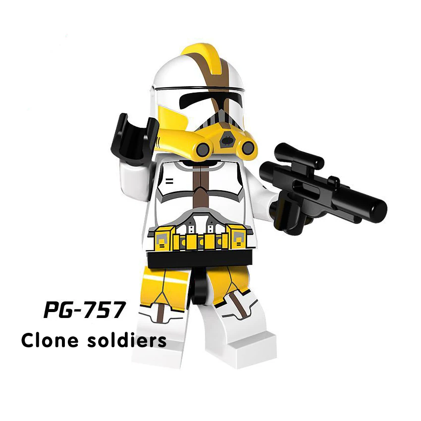 PG-757 Мужская футболка Star Wars Chewbacca кирпичи starwars Luke Leia Han Solo Анакин Дарт Вейдер йода Джар строительные блочные Фигурки игрушки - Цвет: PG-757