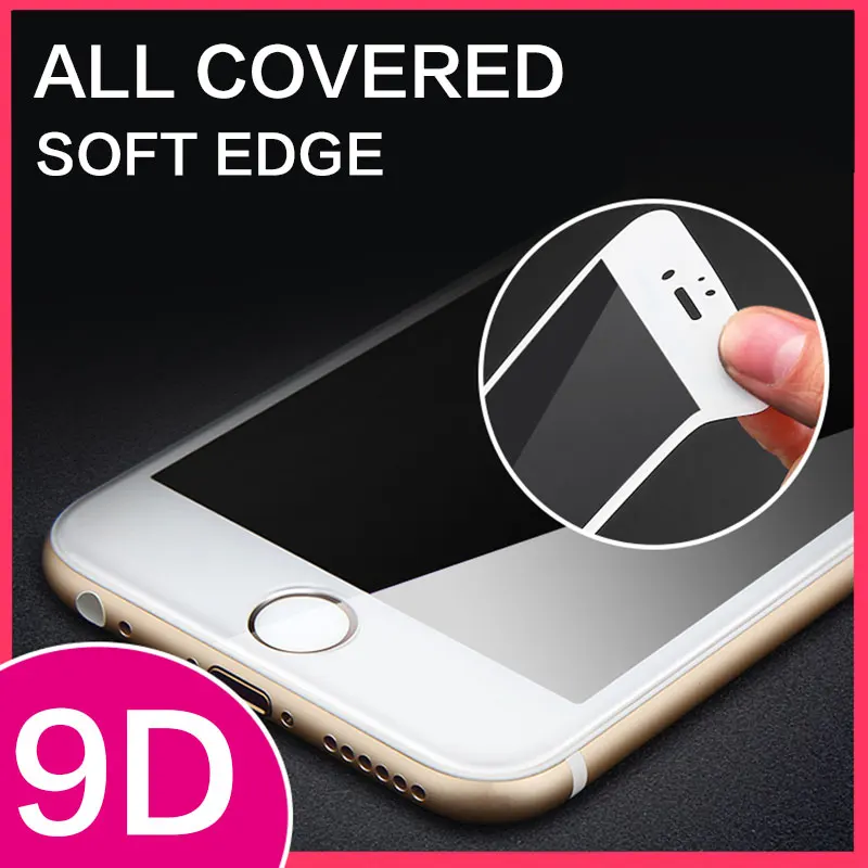 Закаленное стекло 9D с полным покрытием для iPhone 6 7 8 Plus Защита экрана X XS MAX XR