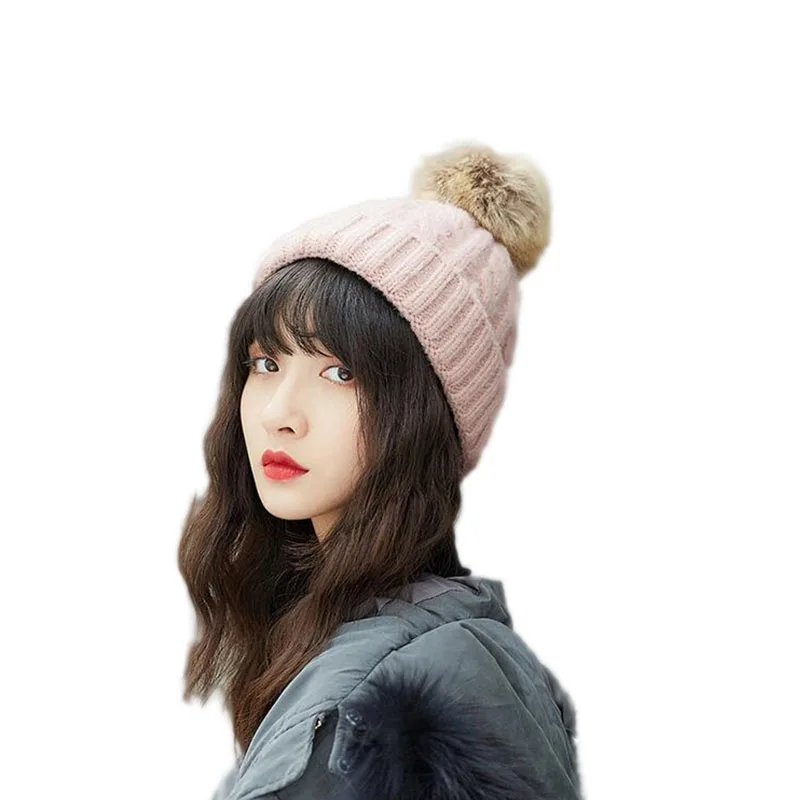 

Fashion Autumn And Winter Trend Ball Twist Knitting Cap Warm Female Parent-child Hair Ball Wool Cap Casual Wild Baby Mummy Hat