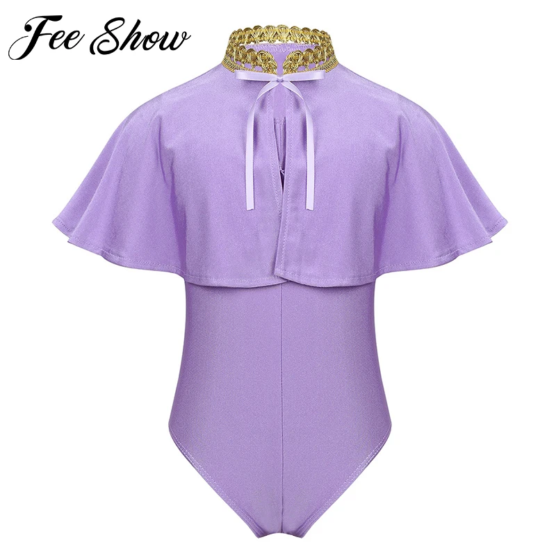 

Children Kids Girls Carnival Cosplay Costume Outfit Sleeveless Leotard with Shawl Set for Halloween Cosplay Party Dress Up