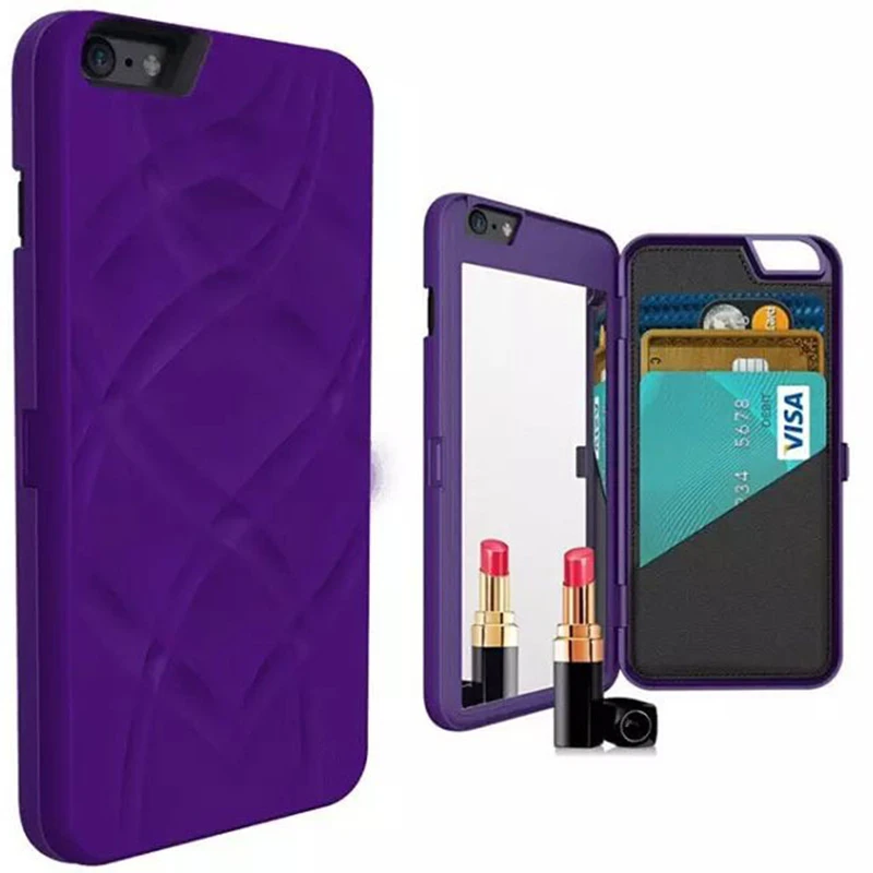 SPCASE Lady Make Up Cosmetic Mirror Phone Case For iPhone X 8 Plus 7 6 6S Wallet Card Slot Pocket Stand Cover Capa | Мобильные