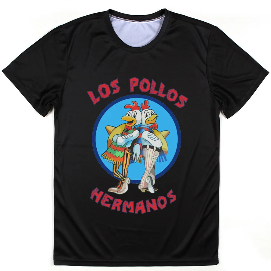 Мода Лос Pollos Hermanos Футболки Мужчины Комедий Breaking Bad Печатный Лето Фитнес Одежда Swag