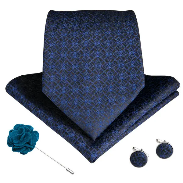 LDNX0090 DiBanGu, 15 видов стилей, голубой, бирюзовый, мужской галстук, Hanky, запонки, брошь, набор, Шелковый, мужской галстук, 8 см, широкие галстуки для мужчин, бизнес, формальный, свадебный - Цвет: LDNX0090