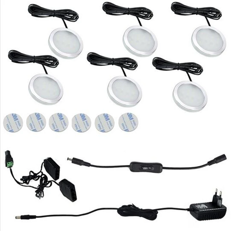 Светодиодные лампы под шкафом с 2 ходовым переключателем 6 ламп в комплекте 12