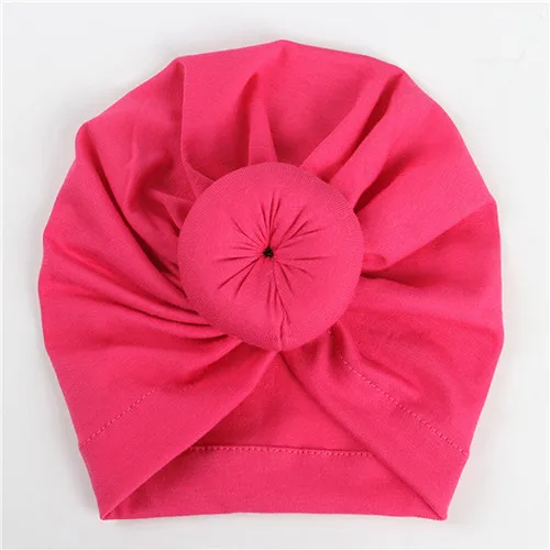 Rose Red Мода Пончик детская шапка новорожденных эластичные хлопковые детские шапочки Кепки многоцветный Младенческая тюрбан Шапки 1 предмет - Цвет: Rose Red