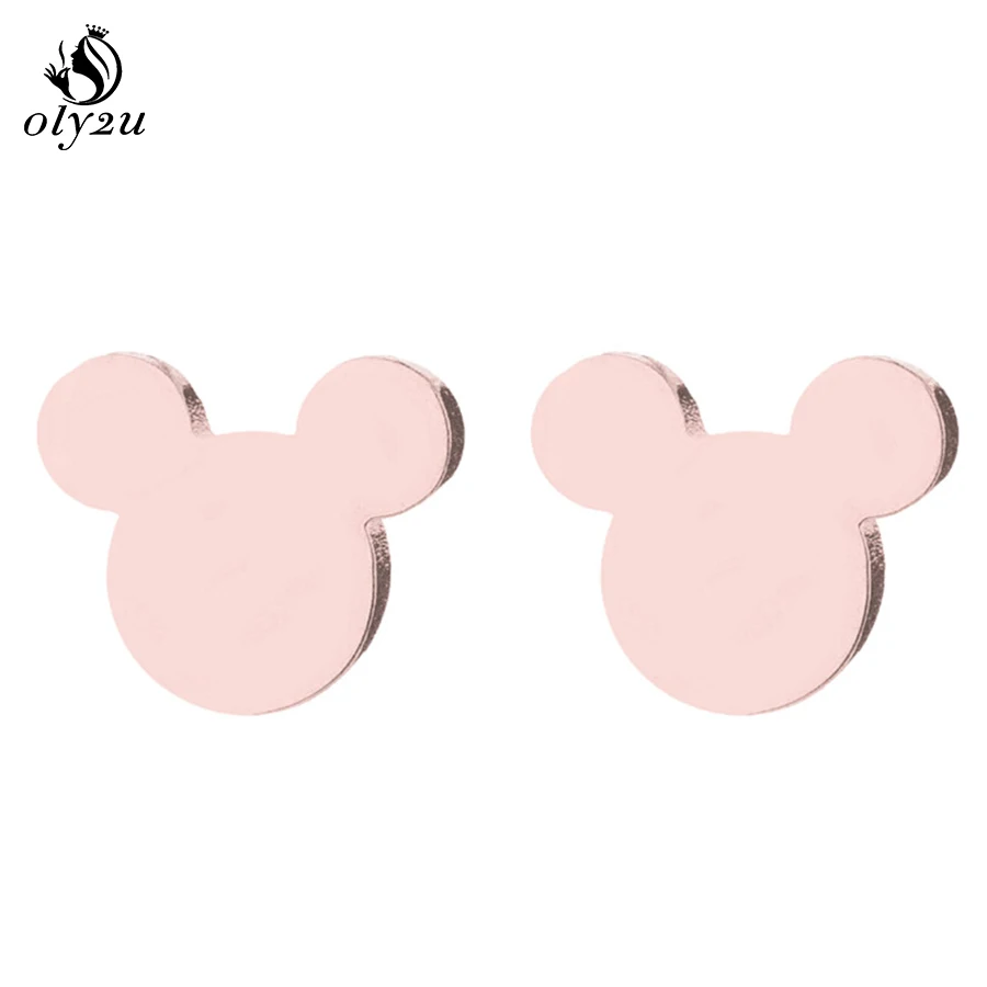 Rose Earrings Женские Кристальные серьги-гвоздики с Микки Маусом, женские серьги с Микки Маусом, модные украшения для ушей, серьги-гвоздики oorbellen - Окраска металла: Rose Earrings