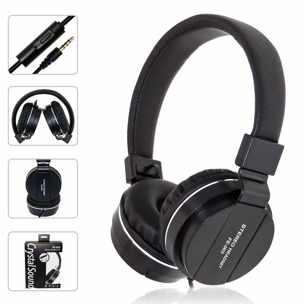 Портативные проводные наушники Hi Fi Компьютерная гарнитура с микрофоном и