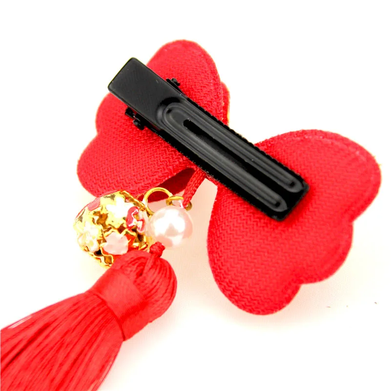 Vintage Hair clip Yukata Kimono Outfit Classic pins for Kids Butterfly Tassels Red Pink Ornaments Accessoires HW034 |