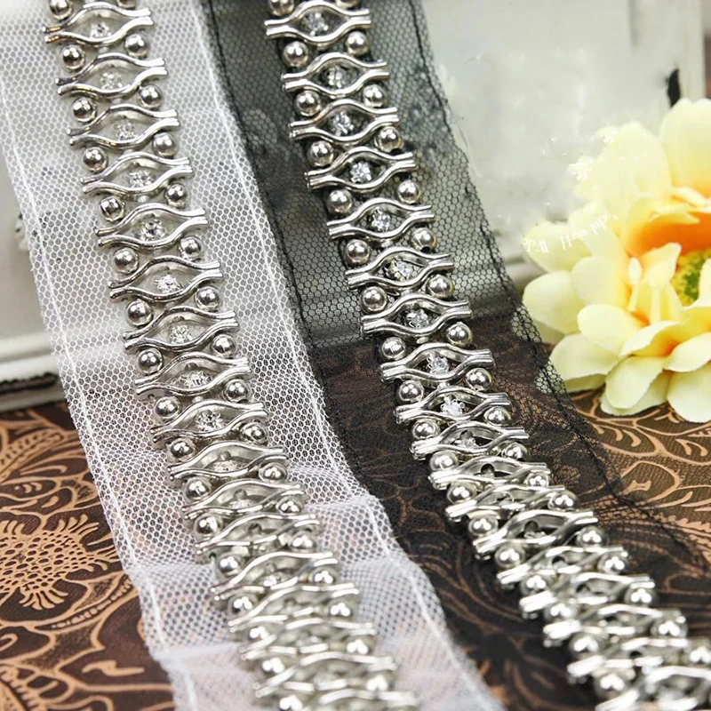 Черно-белые аксессуары для одежды в конце серебра ошейник из бисера и кружева