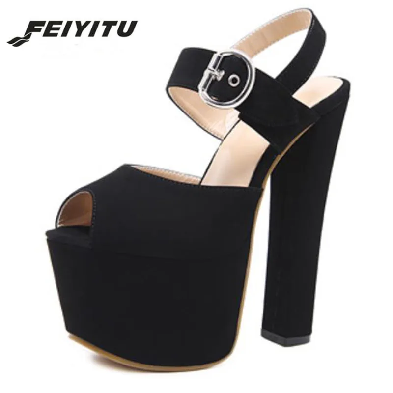Женские босоножки FeiYiTu на очень высокой платформе 16 5 см с открытым носком толстом каблуке Модные пикантные
