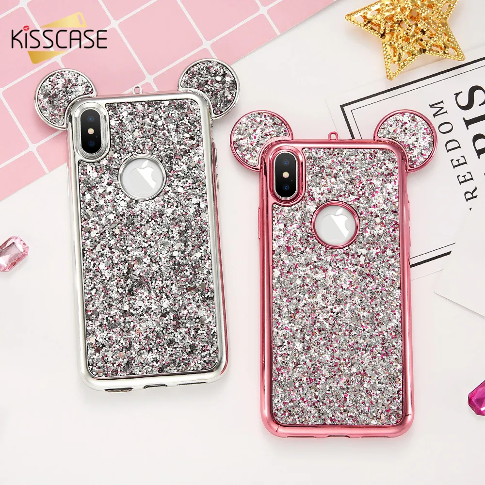 Чехол KISSCASE с блестящими пайетками для iPhone X 10 милый роскошный блестящий чехол