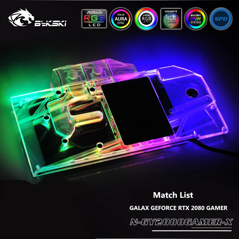 Водяной блок Bykski с полным покрытием для GPU VGA GALAX GEFORCE RTX 2080 геймерская видеокарта