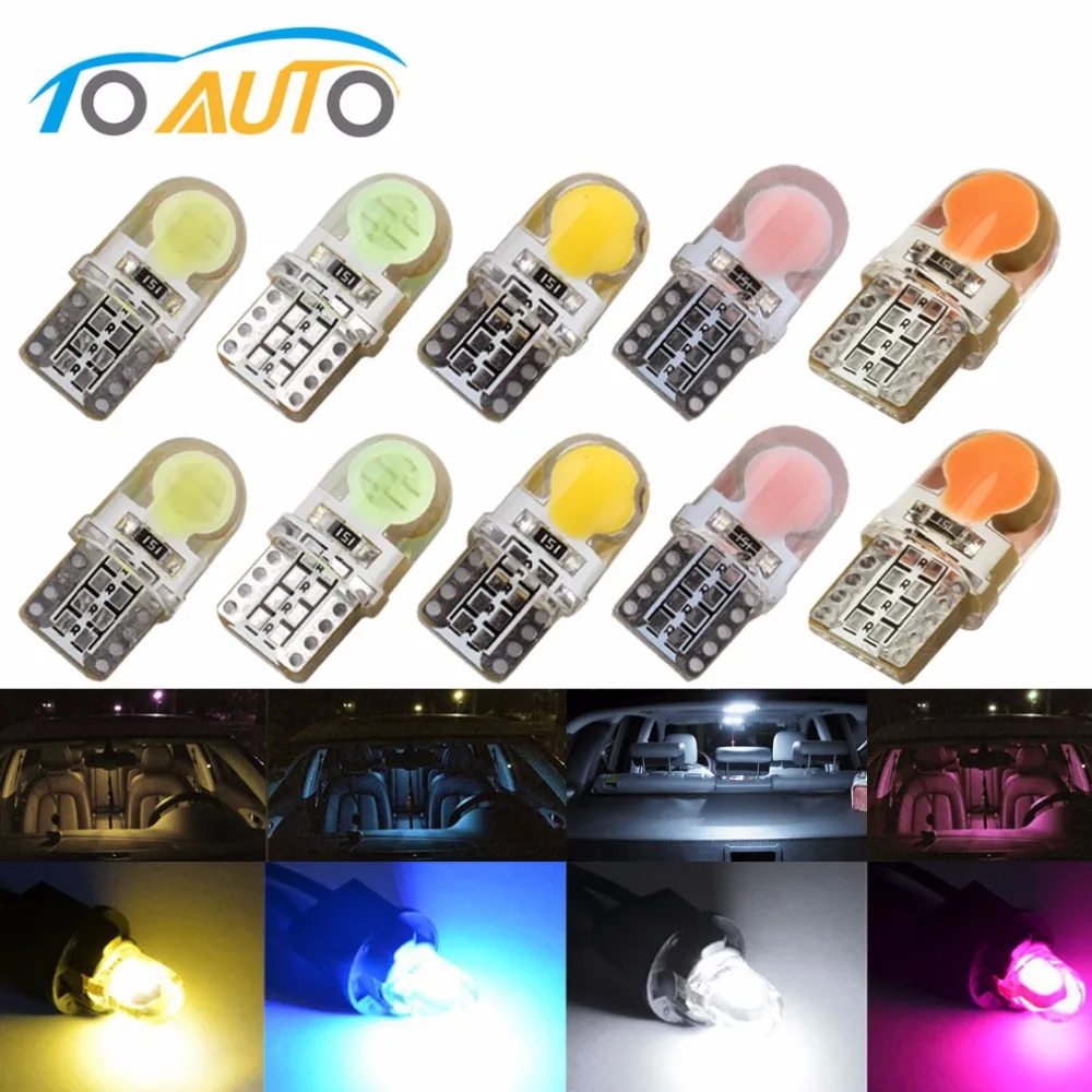 10 шт. Автомобильные светодиодные лампы T10 194 168 W5W COB 8 SMD Светодиодная яркая
