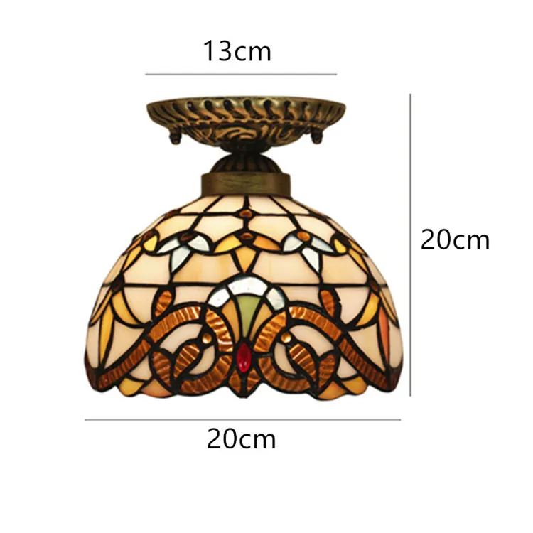 

Dia20cm Vintage Baroque Glass LED Ceiling Light European Stained Glass Ceiling Lamp Balcony Aisle Bar Light Fixtures for Kitchen