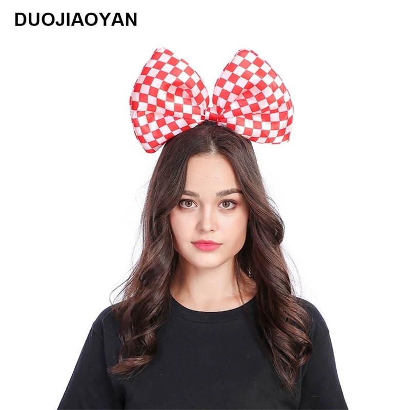 

DUOJIAOYAN Fashion Print Bow Hairband Festival Headband Birthday Party Lattice Bowknot Hair Accessories