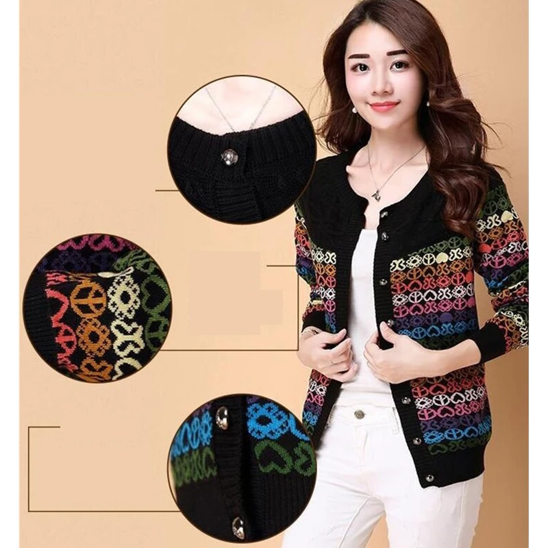 2021 Весна для женщин вязаный кардиган короткое пальто Модные свободные вышивка