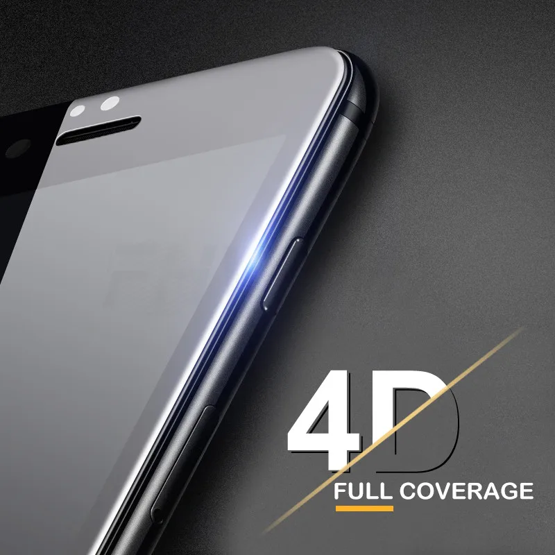 Закаленное стекло 4D с закругленными краями и полным покрытием экрана для iPhone 7 6 S 8