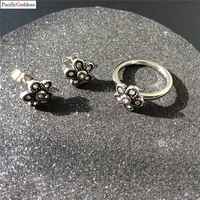 cute flower sharp earrings and rings three color can select nice jewelry free ship