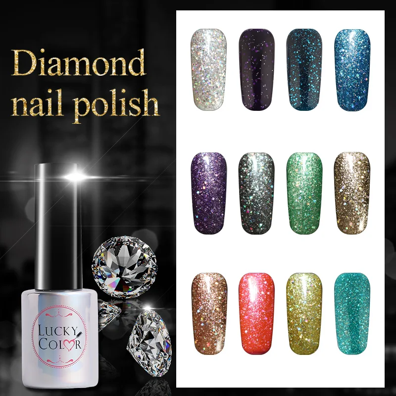 УФ-гель для ногтей Lucky Color с алмазными блестками чистый цвет отмачиваемый Гель-лак
