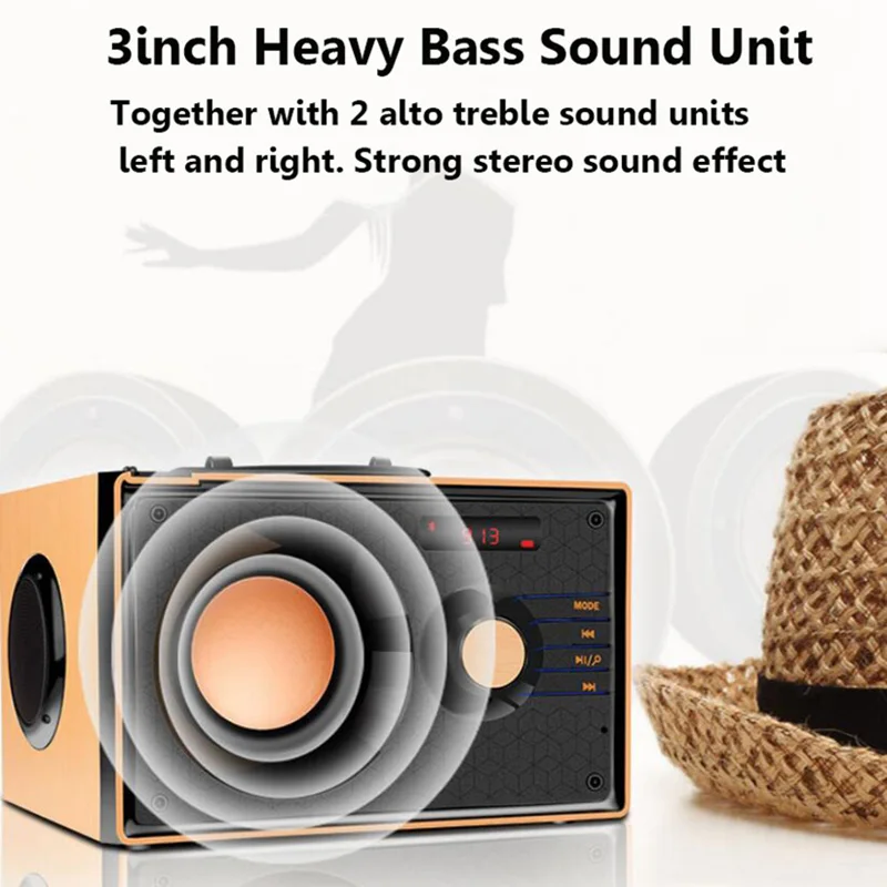 Портативная деревянная bluetooth колонка беспроводной настольный сабвуфер 3