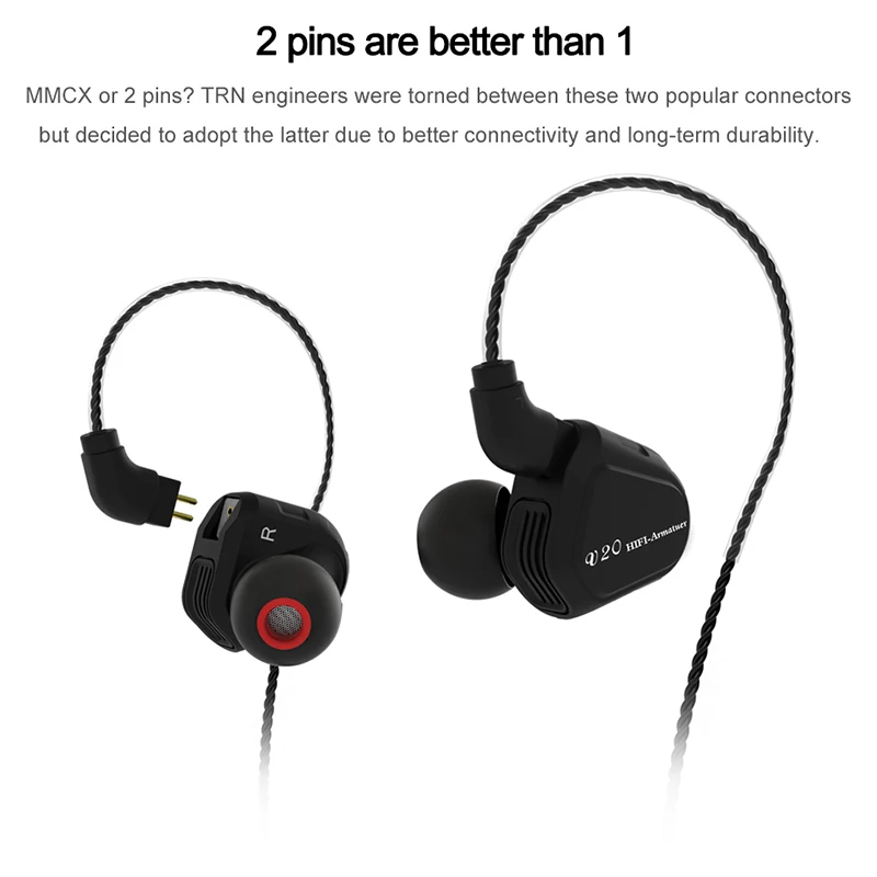 TRN V20 DD + BA гибридные наушники HIFI DJ монитор auriculares игровая гарнитура с 2PIN съемным
