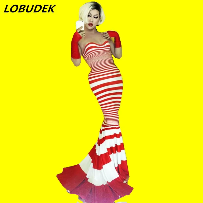 

Christmas Carnival female costume Festival Party DJ DS Costume Club Bar Lady singer dancer stage performance long dress