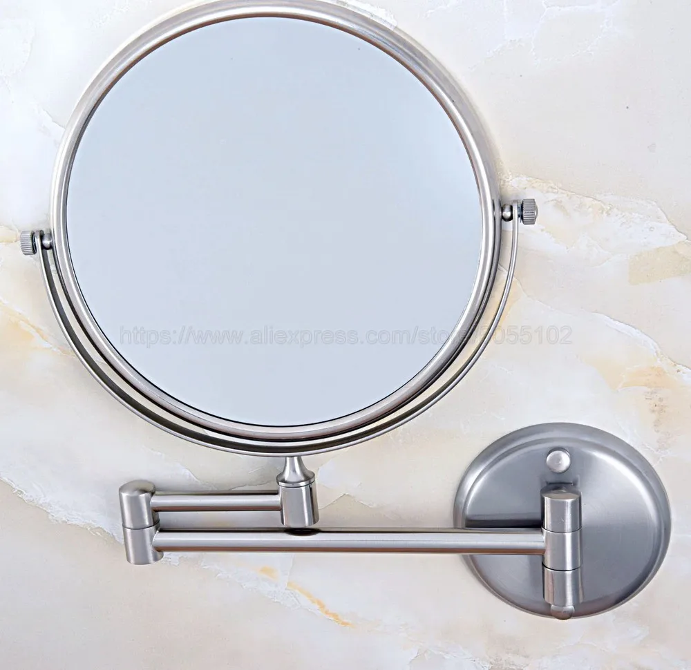 Double Side Bathroom Folding Brass Shave Makeup Mirror Brushed Nickel Wall Mounted Dual Arm Extend Bath zba636 | Обустройство дома