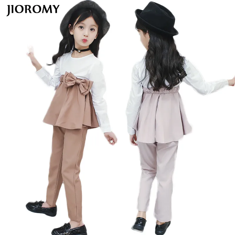 JIOROMY/комплекты одежды для больших девочек осень 2019 корейский галстук бабочка