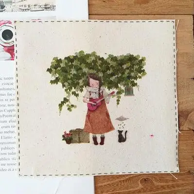 ZENGIA, 15x15 см, геометрический рисунок/панда/медведь, принт с животными, хлопок, лен, ткань для лоскутного шитья, декоративная холщовая ткань для сумок/украшений - Цвет: H69-42