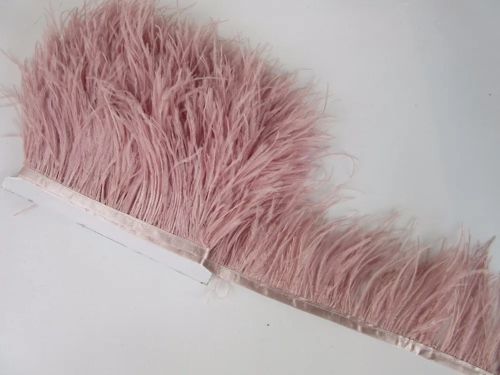 light leather Pink Новинка! высокое качество 97 см белой страусиных перьев ленты, перо длина 8-10 см/DIY аксессуары для одежды - Цвет: light leather Pink