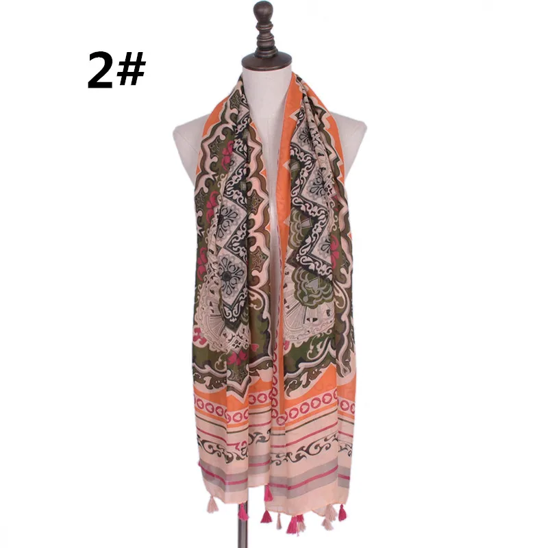 Модные шали с кисточками цветочным и алмазным принтом вискозный хлопковый