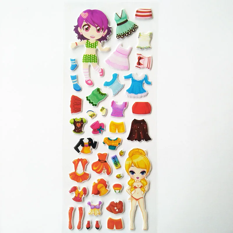 6 шт. Мультяшные наклейки для платья 3D детей девочек мальчиков ПВХ пузырьки