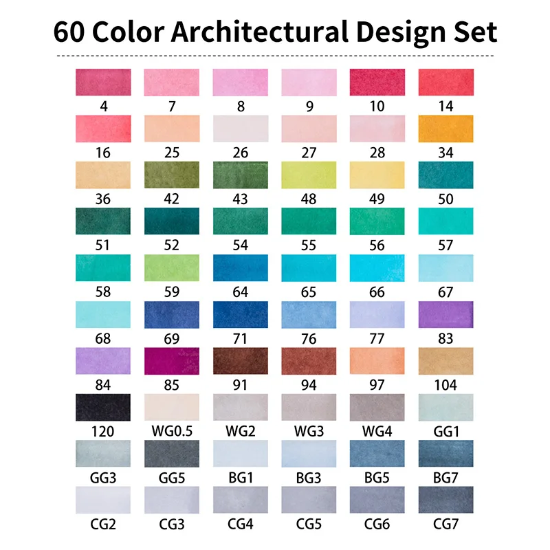 60 Architectural Set STA3203 60 цветов набор маркеров для эскизов-Профессиональный эскизный художественный маркер для художника ручная роспись двойная головка спиртовые маркеры поставки - Цвет: 60 Architectural Set