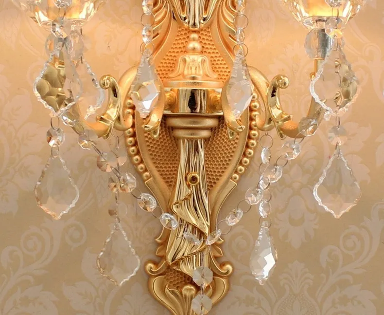 Домашний деко 2-рычажный золотой настенный светильник хрустальные капли