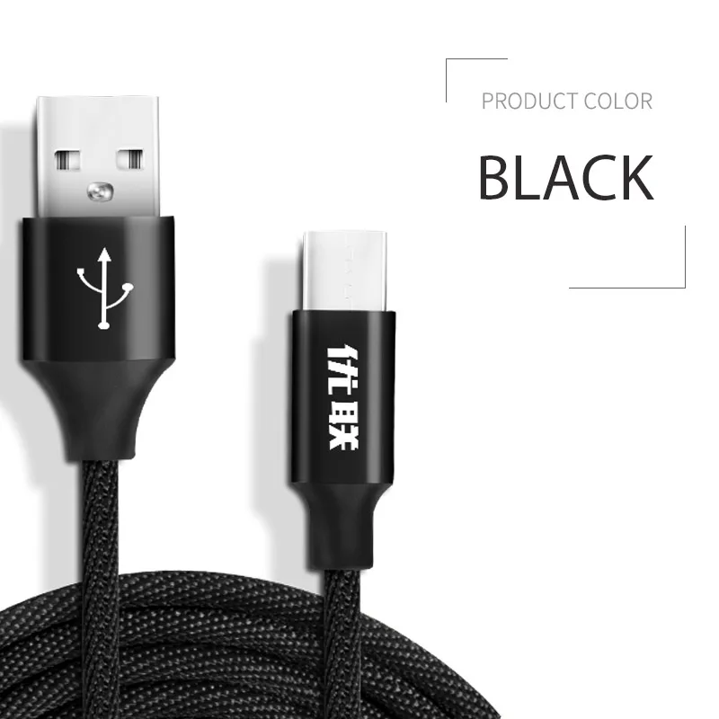Black Unnlink USB C 3,1 type C кабель USB 2.4A Быстрая зарядка и передача данных кабель в хлопковой оплетке для samsung Galaxy S9 Xiaomi Mi6 - Цвет: Black