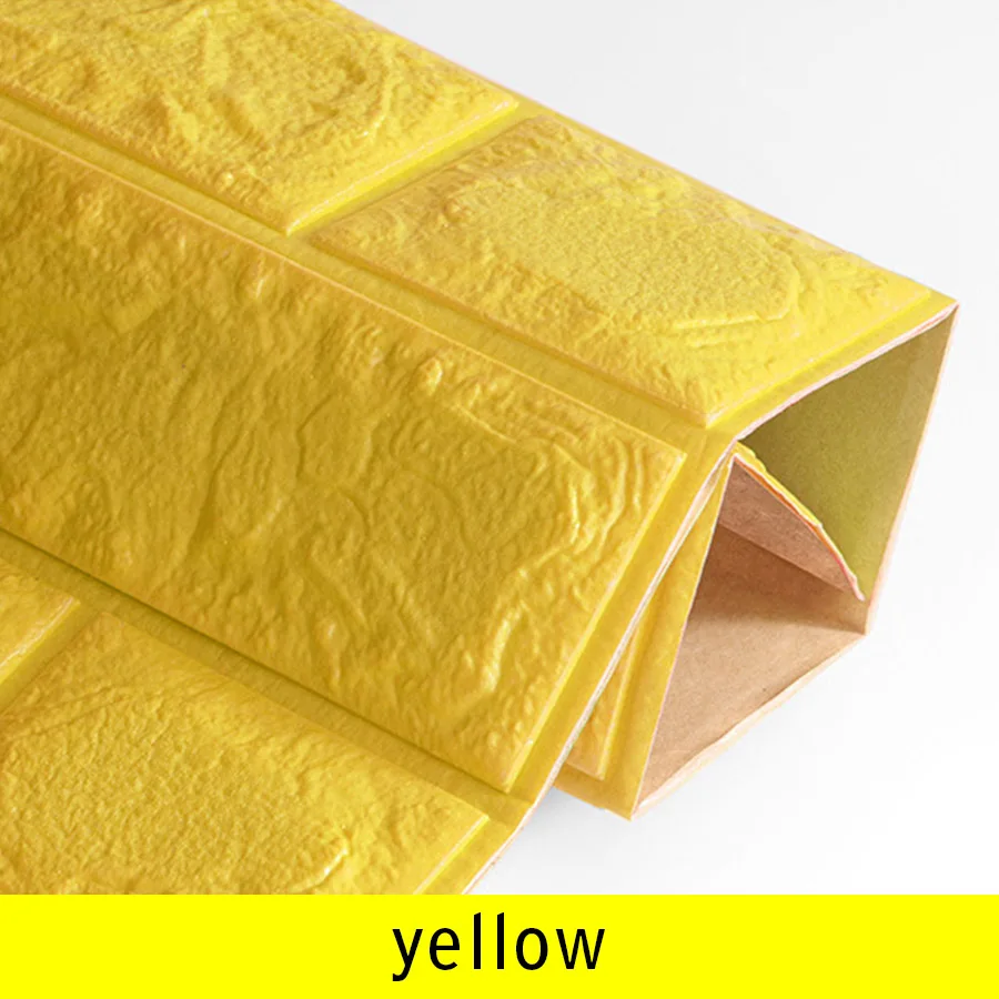 yellow 3D настенные наклейки на стену с рисунком кирпича, самоклеющиеся обои для спальни, гостиной, сделай сам, домашний декор, водостойкая защита от столкновений - Цвет: yellow